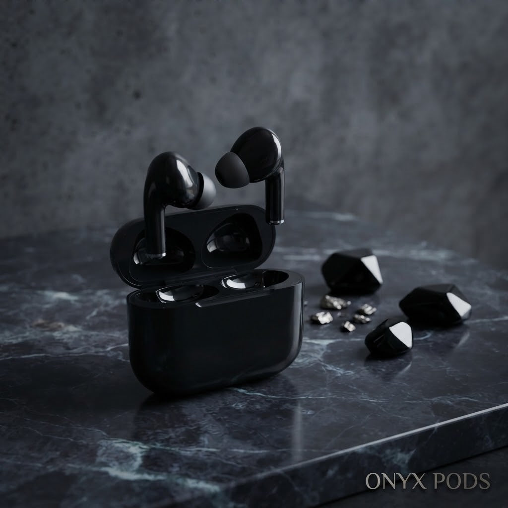 Premium Black AirPods – Wireless Bluetooth Earbuds with Smart Touch, Powerful Bass & Stylish