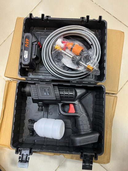 Automatic Cordless Car Wash Spray Gun | 48V High Pressure Lithium Battery | Wireless Foam Jet Washer (Single Battery)