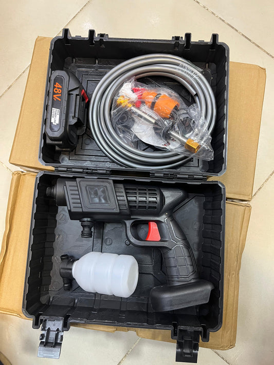 Automatic Cordless Car Wash Spray Gun | 48V High Pressure Lithium Battery | Wireless Foam Jet Washer (Single Battery)