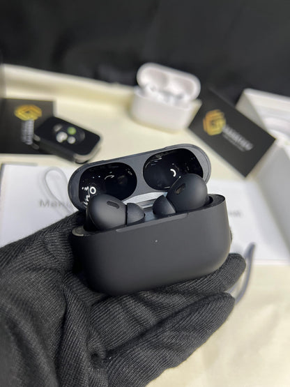Premium Black AirPods – Wireless Bluetooth Earbuds with Smart Touch, Powerful Bass & Stylish