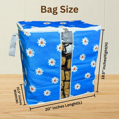 Durable Non-Woven Storage Organizer – Floral Design - Blue