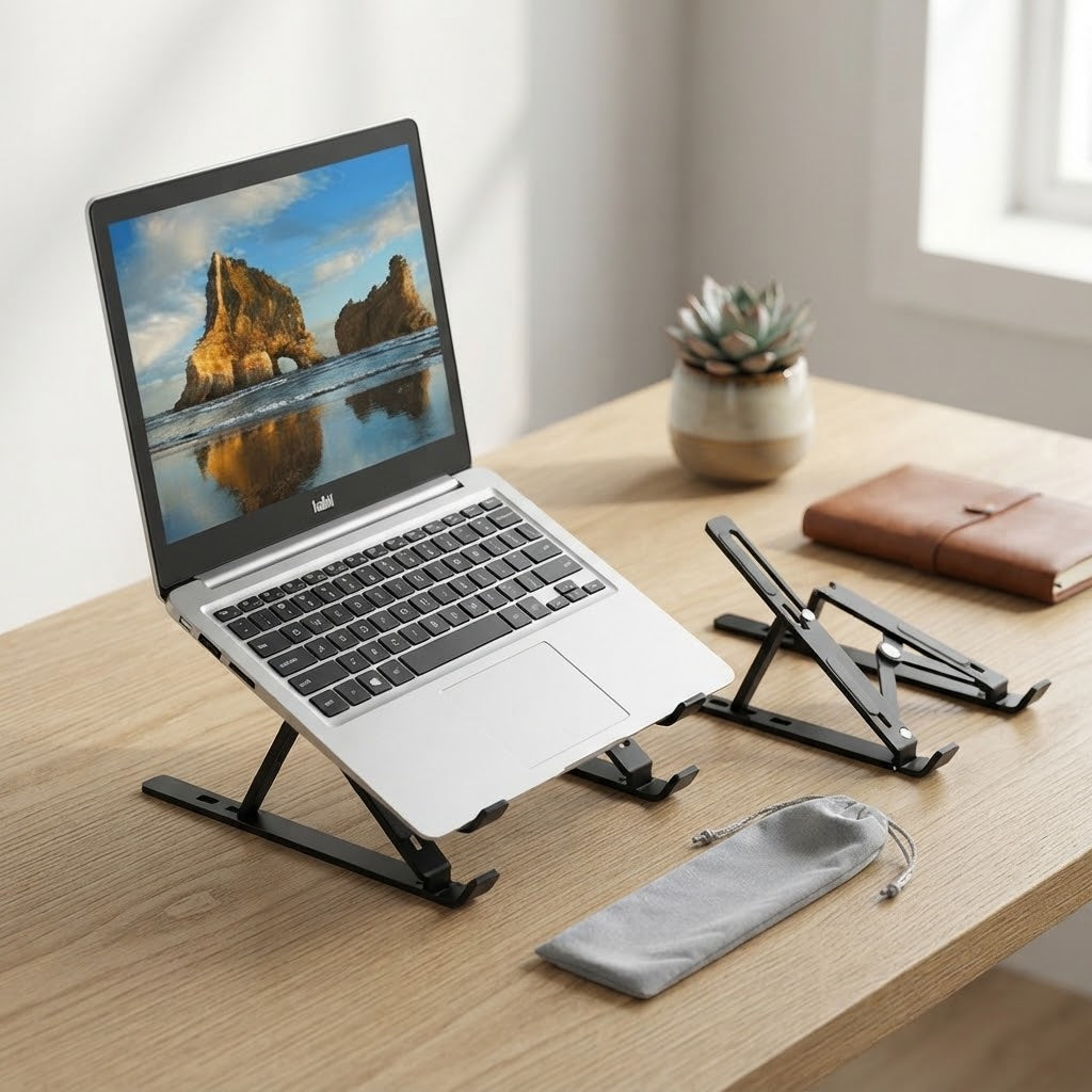 Premium Plastic Laptop Stand – Lightweight & Durable Foldable Laptop Holder, Ergonomic Desk Stand for Laptop, Notebook & MacBook Random Color